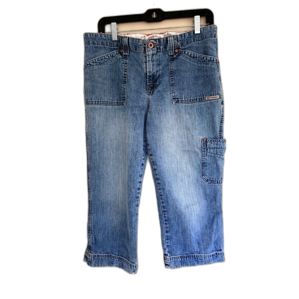 Hydraulic Distressed‎ Denim Capri Jeans | Size 9/10 | Y2K Style